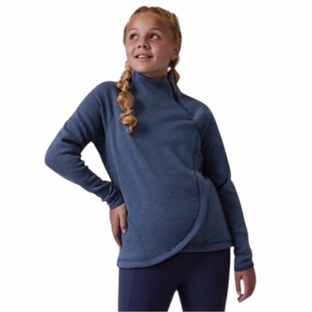 Athleta Girl Navy Blue Crazy Cozy Wrap Fleece Lined Sweatshirt size Large 12